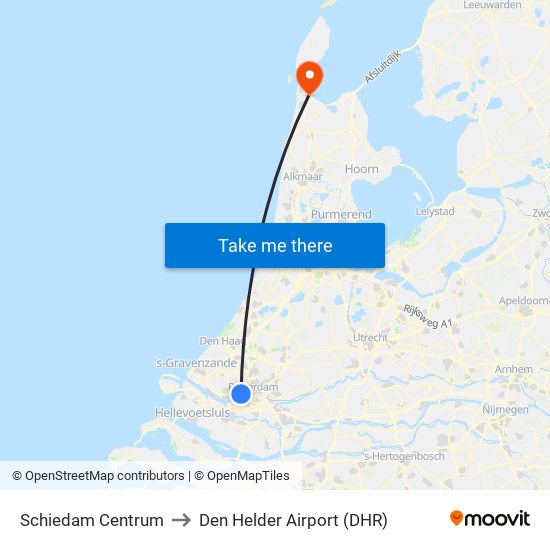 Schiedam Centrum to Den Helder Airport (DHR) map