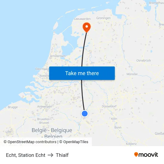 Echt, Station Echt to Thialf map