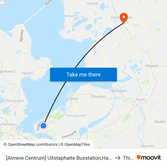[Almere Centrum] Uitstaphalte Busstation,Haltes O,P,Q to Thialf map