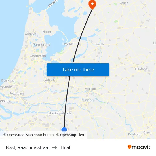 Best, Raadhuisstraat to Thialf map