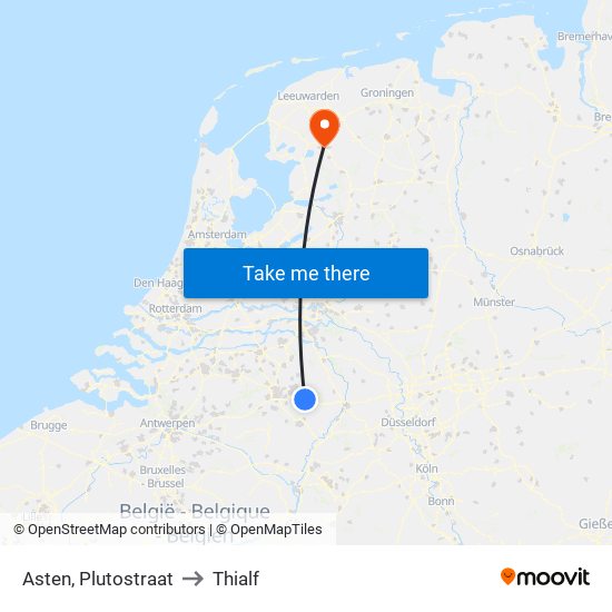 Asten, Plutostraat to Thialf map