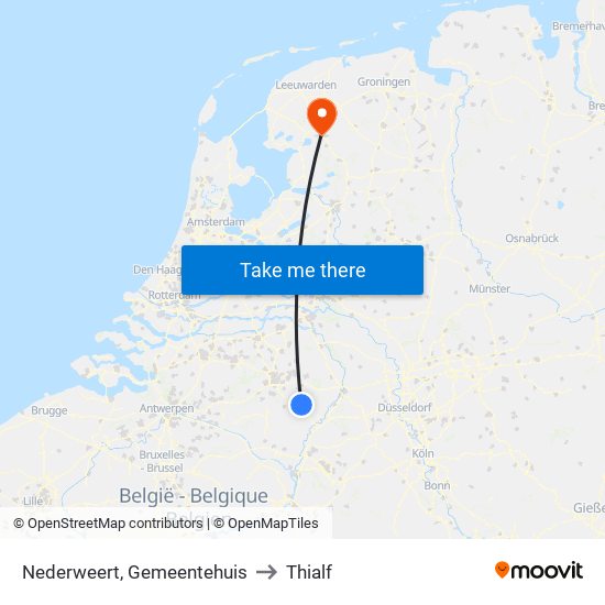 Nederweert, Gemeentehuis to Thialf map