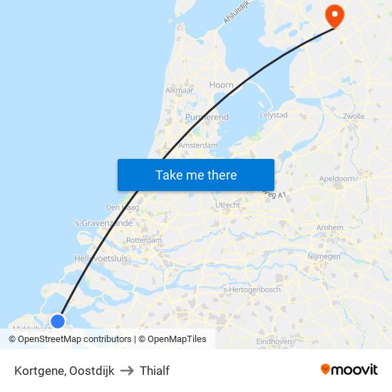 Kortgene, Oostdijk to Thialf map