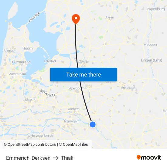 Emmerich, Derksen to Thialf map