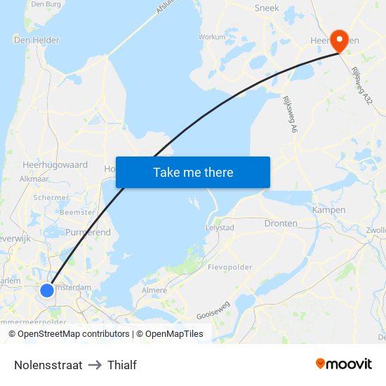 Nolensstraat to Thialf map