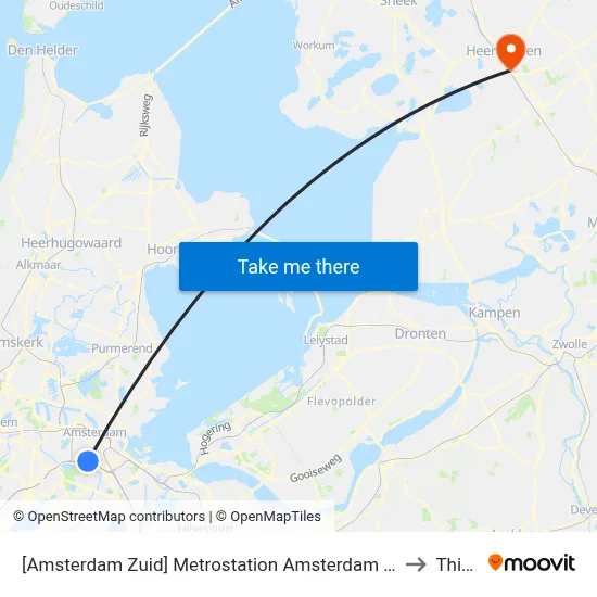 [Amsterdam Zuid] Metrostation Amsterdam Zuid to Thialf map