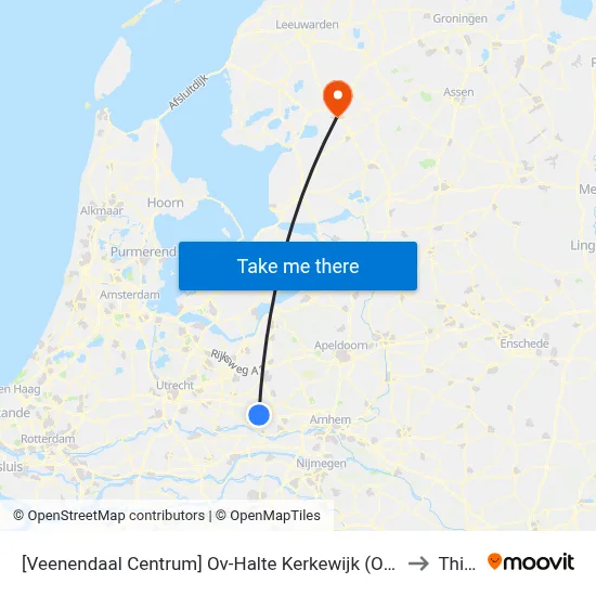 [Veenendaal Centrum] Ov-Halte Kerkewijk (Oostzijde) to Thialf map