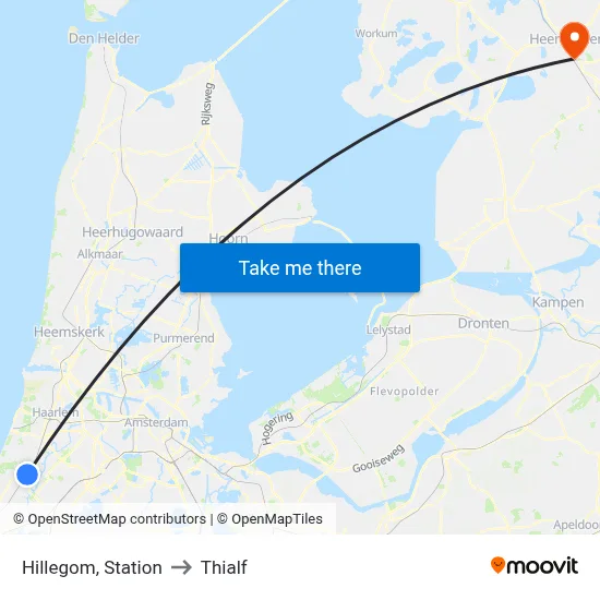 Hillegom, Station to Thialf map