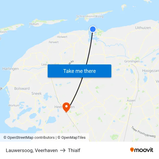 Lauwersoog, Veerhaven to Thialf map