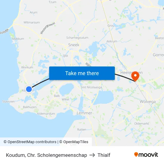 Koudum, Chr. Scholengemeenschap to Thialf map