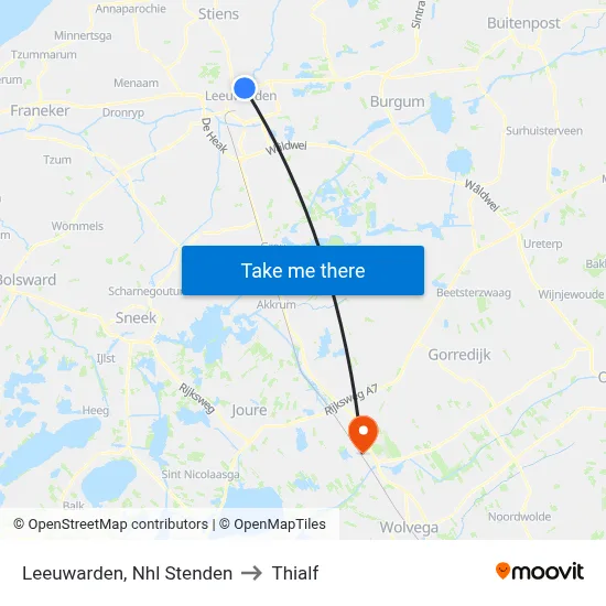 Leeuwarden, Nhl Stenden to Thialf map