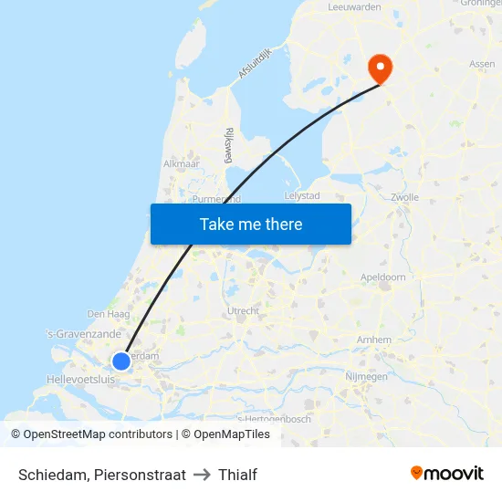 Schiedam, Piersonstraat to Thialf map