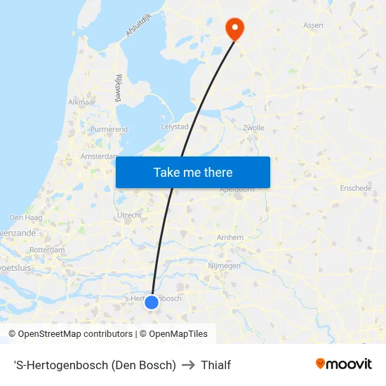 'S-Hertogenbosch (Den Bosch) to Thialf map