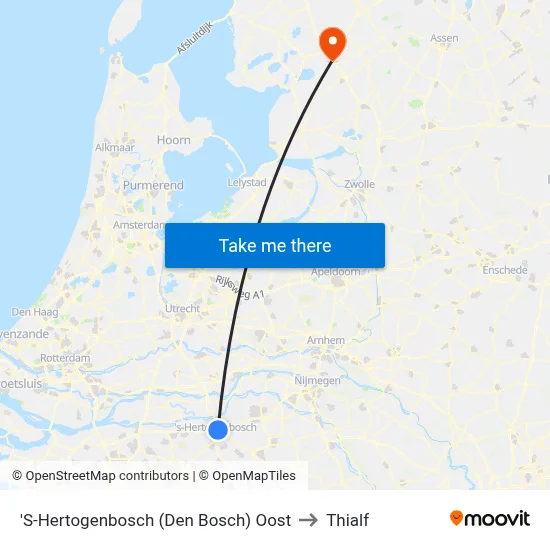 'S-Hertogenbosch (Den Bosch) Oost to Thialf map