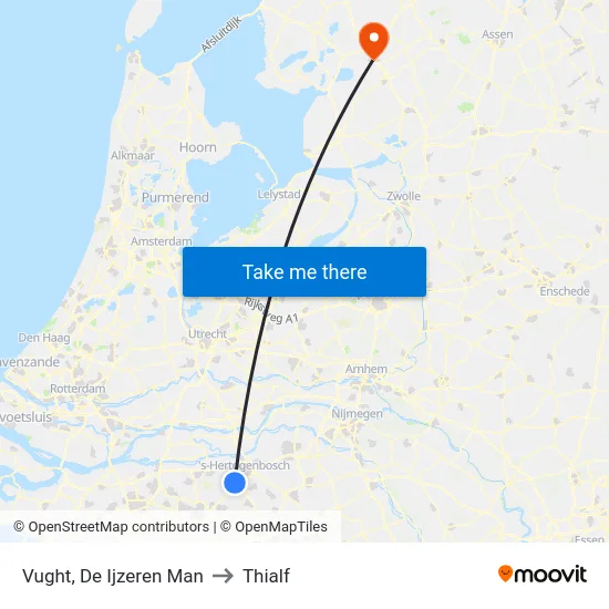 Vught, De Ijzeren Man to Thialf map