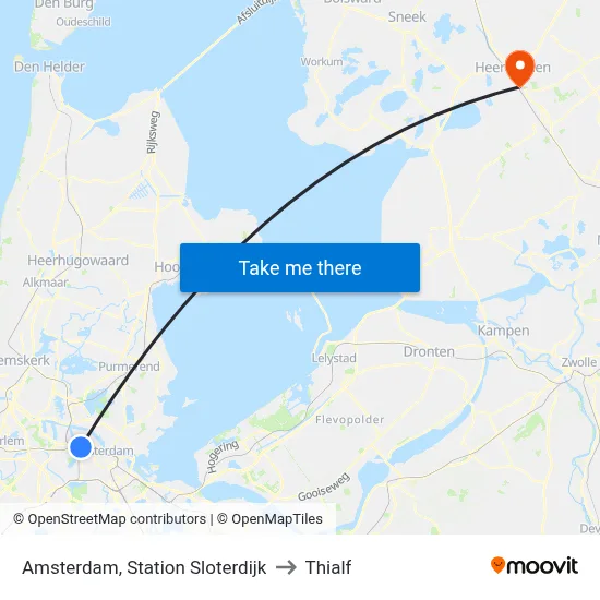 Amsterdam, Station Sloterdijk to Thialf map