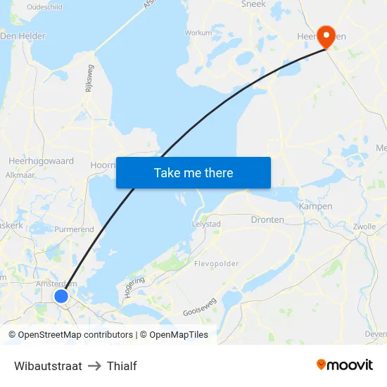 Wibautstraat to Thialf map