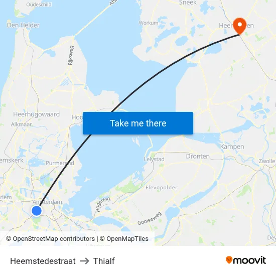 Heemstedestraat to Thialf map