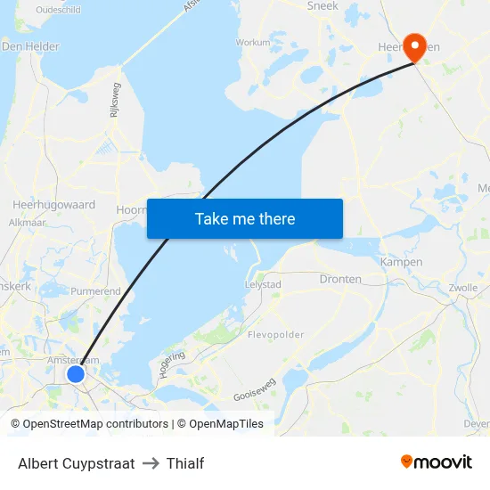 Albert Cuypstraat to Thialf map