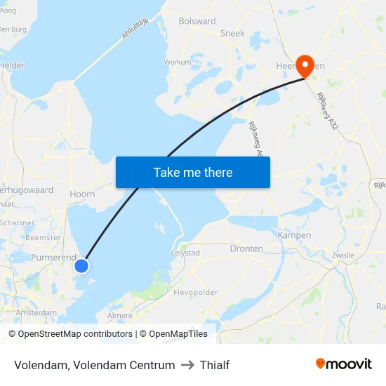 Volendam, Volendam Centrum to Thialf map