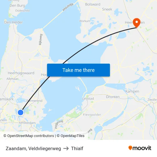 Zaandam, Veldvliegerweg to Thialf map