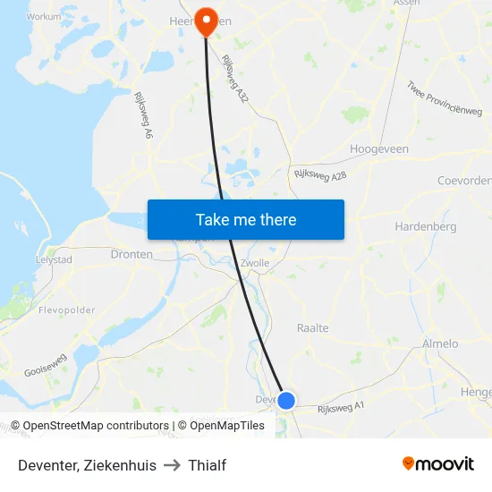 Deventer, Ziekenhuis to Thialf map