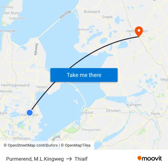 Purmerend, M.L.Kingweg to Thialf map
