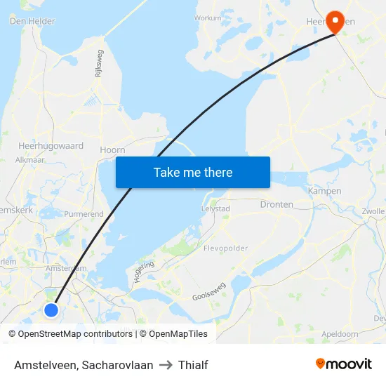 Amstelveen, Sacharovlaan to Thialf map