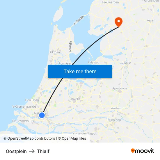 Oostplein to Thialf map