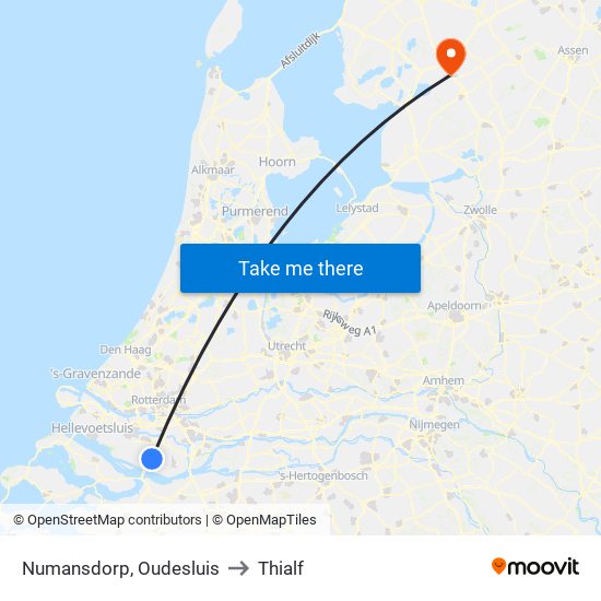 Numansdorp, Oudesluis to Thialf map