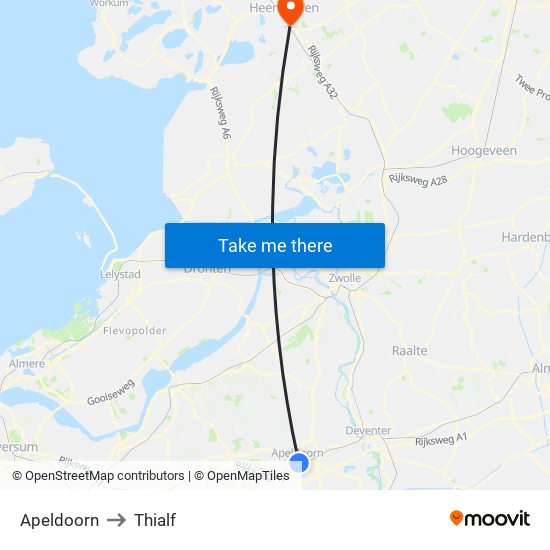 Apeldoorn to Thialf map