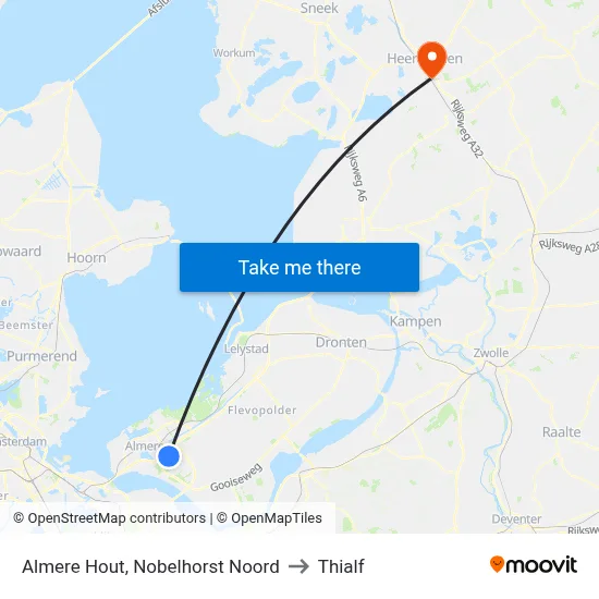 Almere Hout, Nobelhorst Noord to Thialf map