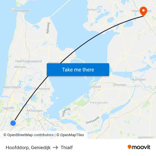 Hoofddorp, Geniedijk to Thialf map
