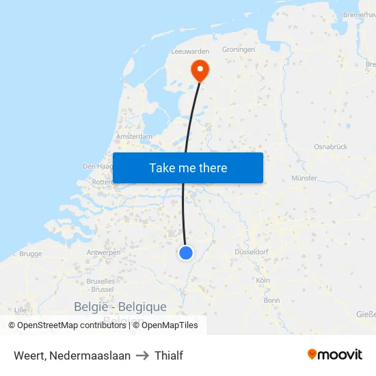 Weert, Nedermaaslaan to Thialf map