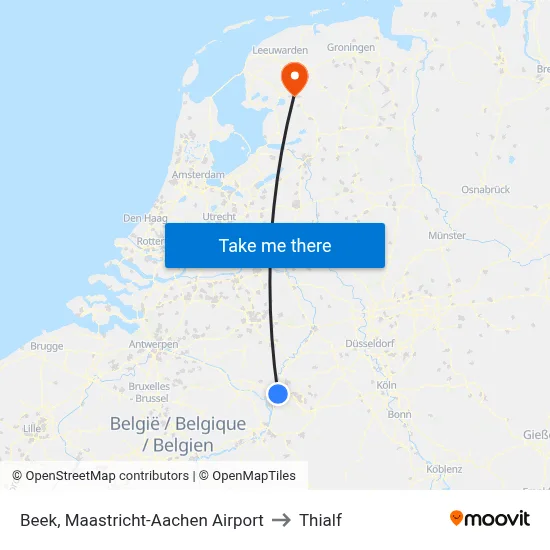 Beek, Maastricht-Aachen Airport to Thialf map