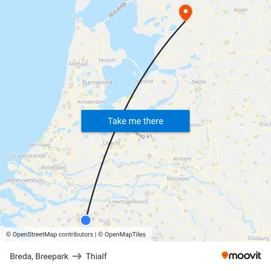 Breda, Breepark to Thialf map