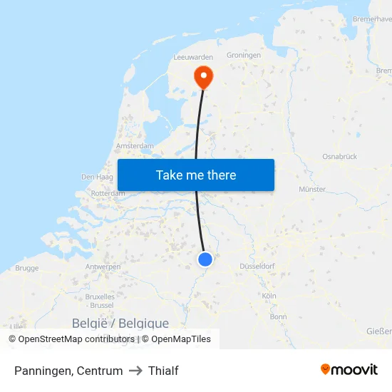 Panningen, Centrum to Thialf map