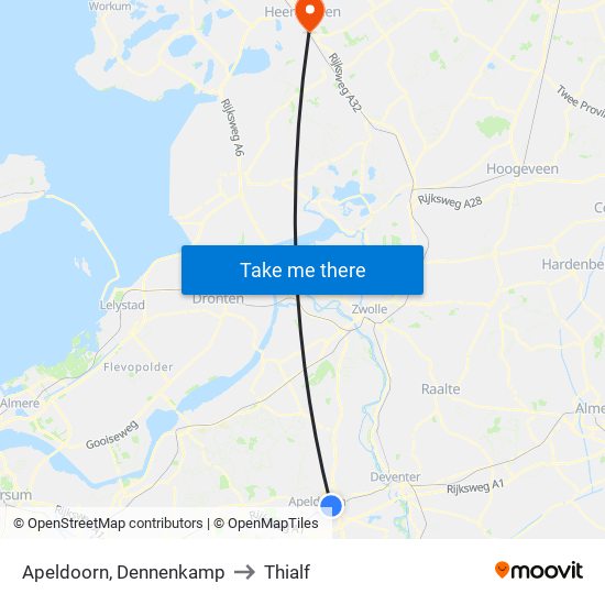 Apeldoorn, Dennenkamp to Thialf map