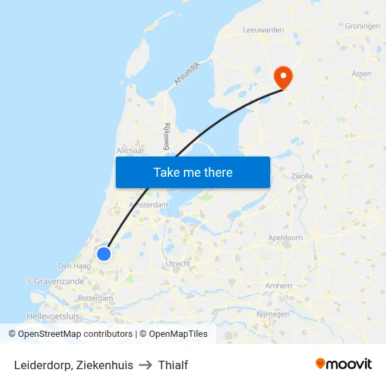 Leiderdorp, Ziekenhuis to Thialf map