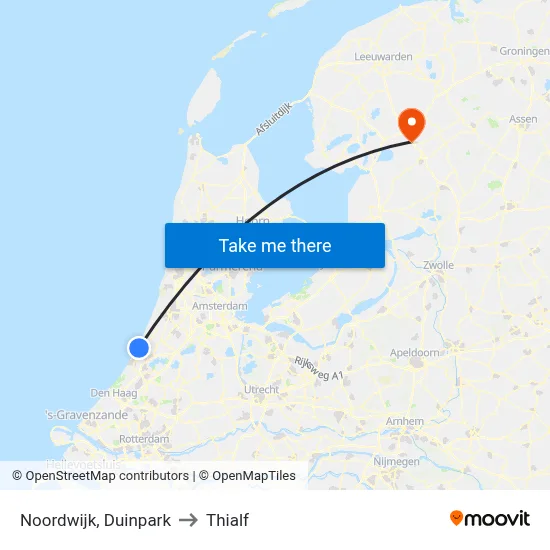 Noordwijk, Duinpark to Thialf map