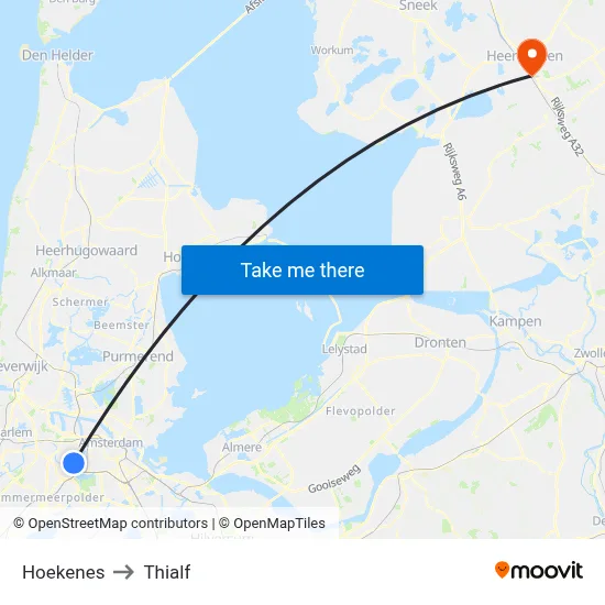 Hoekenes to Thialf map