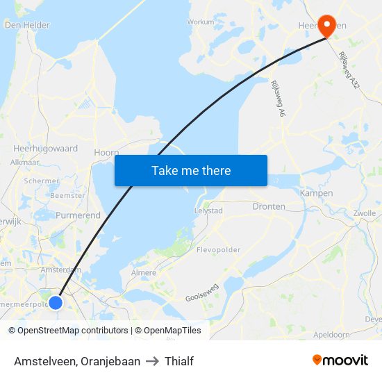 Amstelveen, Oranjebaan to Thialf map