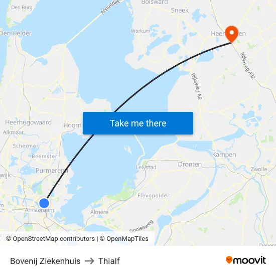 Bovenij Ziekenhuis to Thialf map