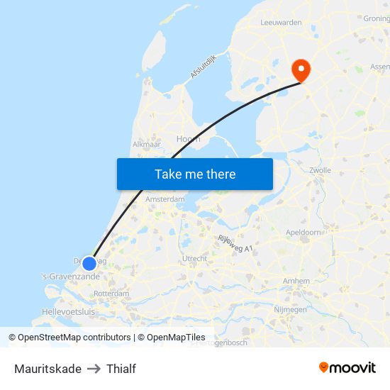 Mauritskade to Thialf map