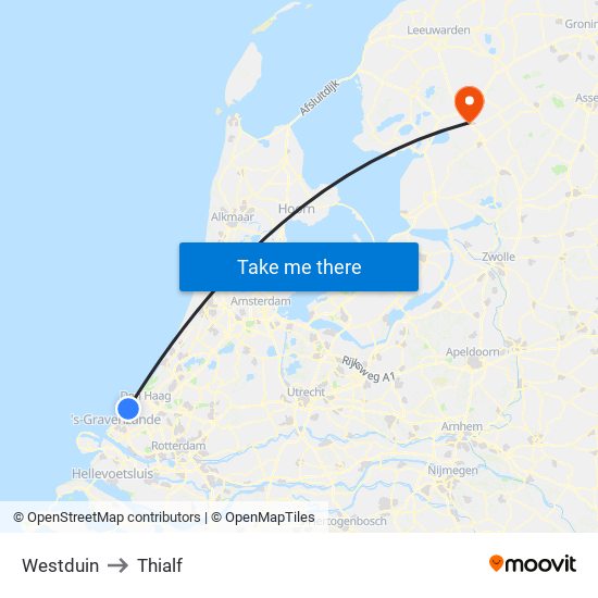 Westduin to Thialf map