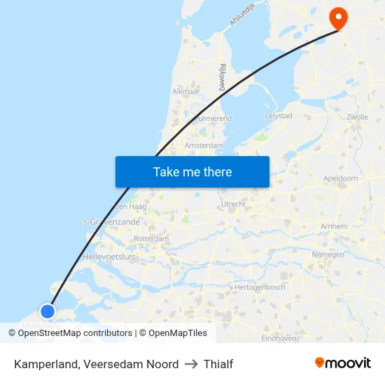 Kamperland, Veersedam Noord to Thialf map