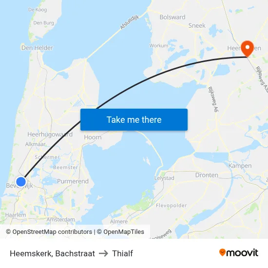 Heemskerk, Bachstraat to Thialf map