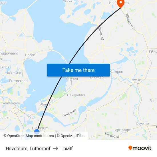 Hilversum, Lutherhof to Thialf map