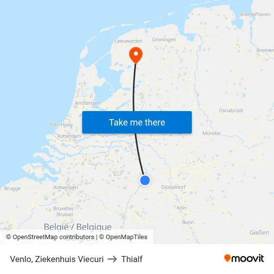 Venlo, Ziekenhuis Viecuri to Thialf map