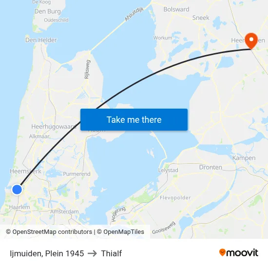 Ijmuiden, Plein 1945 to Thialf map